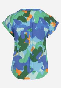 Born2be - Zielono-Granatowa Bluzka z Wiskozy w Abstrakcyjny Wzór z Krótkimi Rękawami Zleria. Okazja: na co dzień. Kolekcja: plus size. Kolor: zielony. Materiał: wiskoza. Długość rękawa: krótki rękaw. Długość: krótkie. Wzór: aplikacja. Styl: casual #4