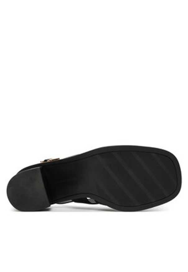 TOMMY HILFIGER - Tommy Hilfiger Sandały Cross Blocked Heel Sandal FW0FW09135 Czarny. Kolor: czarny. Materiał: skóra
