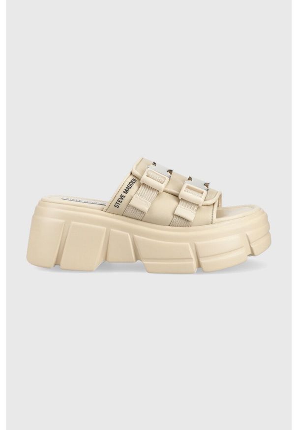 Steve Madden klapki Activator damskie kolor beżowy na platformie SM11002460. Kolor: beżowy. Materiał: materiał. Wzór: gładki. Obcas: na platformie