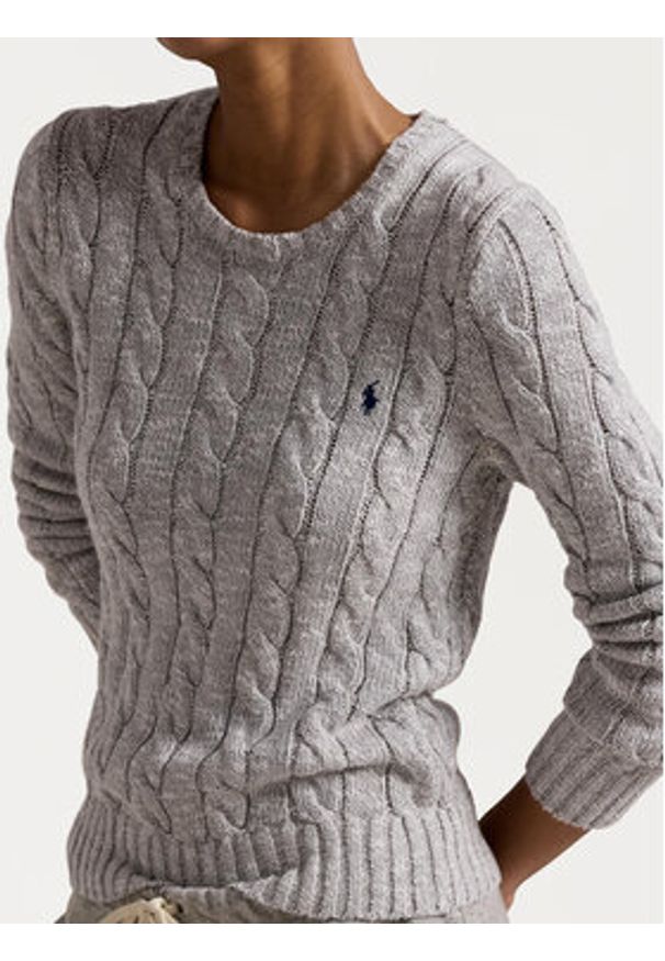 Polo Ralph Lauren Sweter 211947924001 Szary Slim Fit. Typ kołnierza: polo. Kolor: szary. Materiał: bawełna