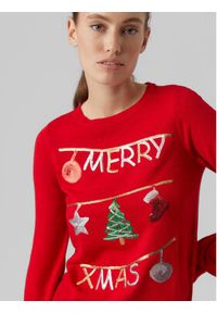 Vero Moda Sweter Merryxmas 10272463 Czerwony Regular Fit. Kolor: czerwony. Materiał: syntetyk #4