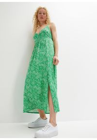 bonprix - Długa sukienka shirtowa. Kolor: zielony. Wzór: nadruk. Sezon: lato. Długość: maxi #1