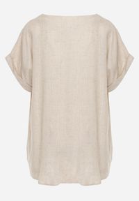Born2be - Beżowa Nietoperzowa Bluzka z Krótkim Rękawem z Lnem i Wiskozą Isirtila. Okazja: do pracy, na co dzień. Kolor: beżowy. Materiał: wiskoza, len. Długość rękawa: krótki rękaw. Długość: krótkie. Sezon: lato. Styl: elegancki, klasyczny, casual #8