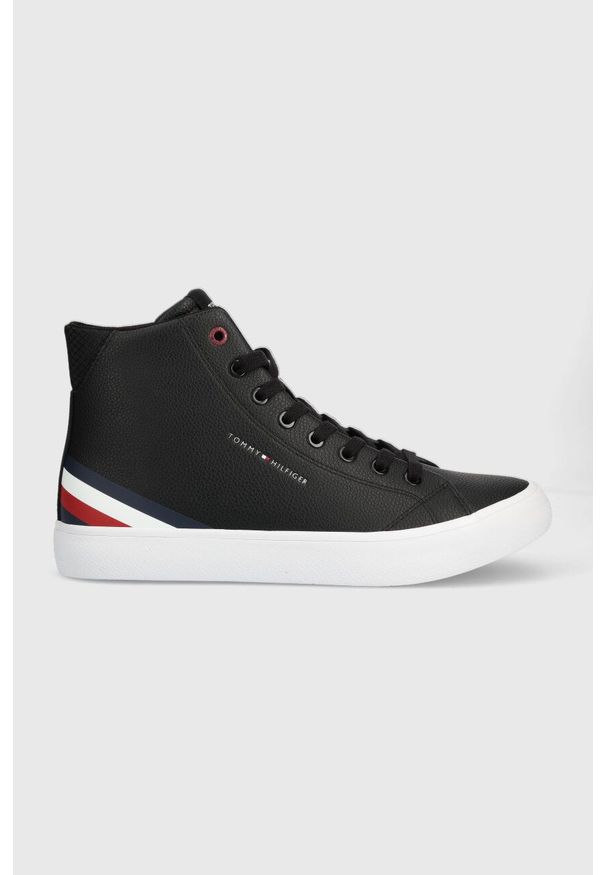 TOMMY HILFIGER - Tommy Hilfiger trampki skórzane TH HI VULC CORE LTH męskie kolor czarny FM0FM04816. Nosek buta: okrągły. Kolor: czarny. Materiał: skóra