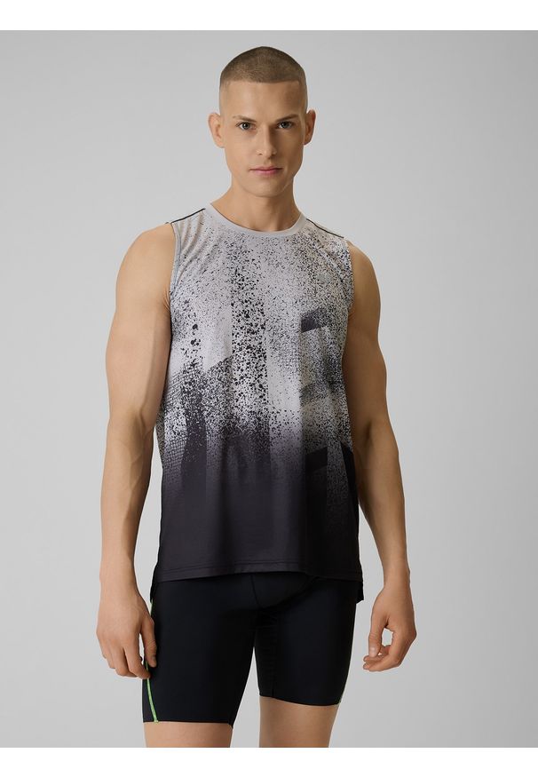 4f - 4F Koszulka do biegania regular szybkoschnąca męska - czarna XL. Kolor: czarny. Materiał: materiał, włókno. Długość: długie. Sport: bieganie, fitness