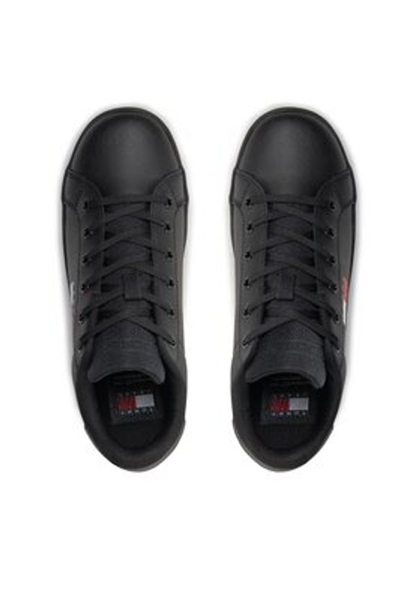 Tommy Jeans Sneakersy Tjw Flatform Ess EN0EN02518 Czarny. Kolor: czarny. Materiał: skóra