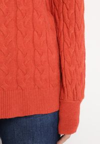 Born2be - Pomarańczowy Sweter z Golfem w Warkoczowy Splot ze Ściągaczami Maraiwai. Typ kołnierza: golf. Kolor: pomarańczowy. Wzór: ze splotem. Sezon: jesień #4