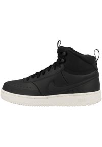 Buty do chodzenia męskie Nike Court Vision Mid. Wysokość cholewki: za kostkę. Zapięcie: sznurówki. Kolor: czarny, wielokolorowy. Materiał: materiał, skóra, tkanina, syntetyk. Szerokość cholewki: normalna. Model: Nike Court. Sport: turystyka piesza