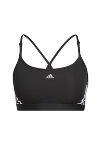 Stanik fitness cardio Adidas Aeroreact Training Light-Support 3-Stripes Bra. Kolor: biały, wielokolorowy, czarny. Materiał: materiał. Sport: fitness