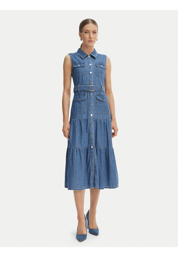 Morgan Sukienka jeansowa 251-RNAUTICA Niebieski Regular Fit. Kolor: niebieski. Materiał: bawełna