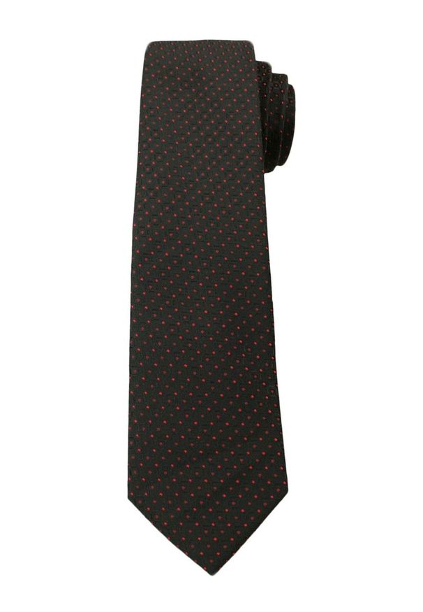 Krawat Męski w Delikatny Groszek - 6 cm - Angelo di Monti, Czarny. Kolor: czarny. Wzór: grochy