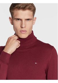 TOMMY HILFIGER - Tommy Hilfiger Golf Pima MW0MW28048 Bordowy Regular Fit. Typ kołnierza: golf. Kolor: czerwony. Materiał: bawełna #4