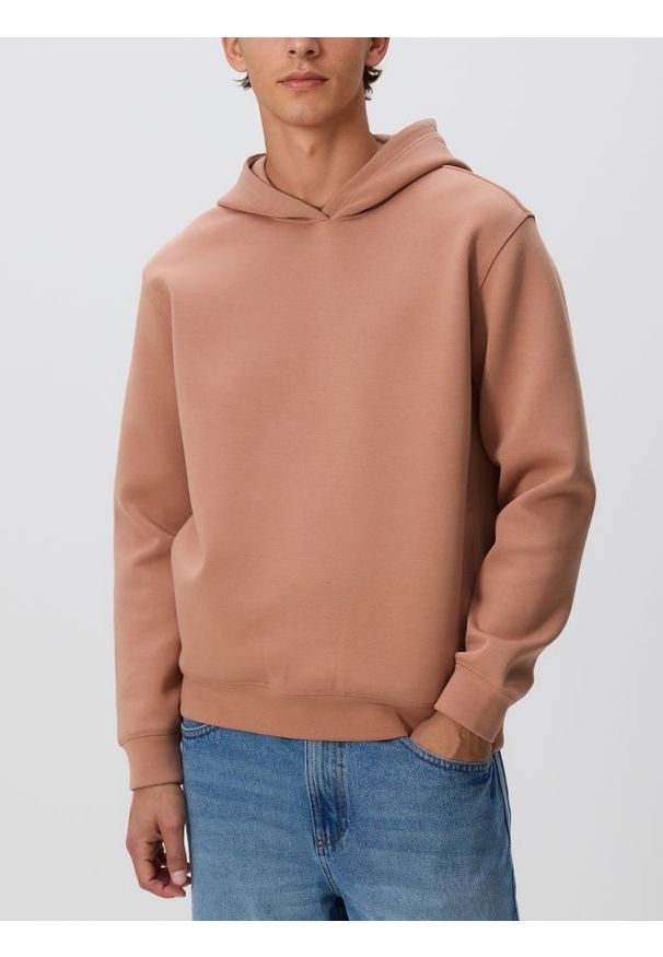 Reserved - Bluza regular z kapturem - kremowy. Typ kołnierza: kaptur. Kolor: kremowy. Materiał: dzianina. Wzór: gładki