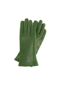 Wittchen - Damskie rękawiczki skórzane z zamszowymi wstawkami. Kolor: zielony. Materiał: skóra. Styl: klasyczny #1