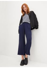 bonprix - Spodnie z dżerseju 7/8, z lejącej mieszanki wiskozy. Kolor: niebieski. Materiał: jersey, wiskoza #3