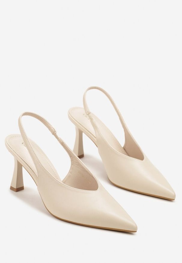 Renee - Beżowe Czółenka Sandały Vices na Szpilce Slingback Kolliva. Okazja: na co dzień, na spotkanie biznesowe. Kolor: beżowy. Obcas: na szpilce. Styl: casual, biznesowy, elegancki