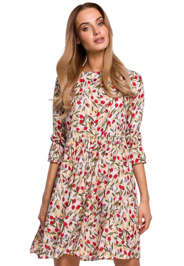 MOE - Rozkloszowana krótka sukienka oversize na lato. Materiał: tkanina. Sezon: lato. Typ sukienki: oversize. Styl: klasyczny. Długość: mini