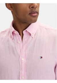 TOMMY HILFIGER - Tommy Hilfiger Koszula MW0MW41530 Różowy jasny Regular Fit. Kolor: różowy. Materiał: len #4