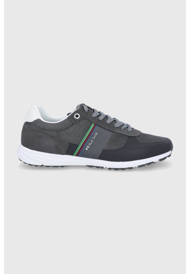 PS PAUL SMITH - PS Paul Smith Buty Huey kolor szary. Nosek buta: okrągły. Zapięcie: sznurówki. Kolor: szary. Materiał: guma. Obcas: na obcasie. Wysokość obcasa: niski