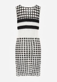 Renee - Biało-Czarna Ażurowa Sukienka z Bawełny bez Rękawów Cophalia. Okazja: na imprezę, na co dzień. Kolor: biały. Materiał: bawełna. Długość rękawa: bez rękawów. Wzór: ażurowy. Sezon: lato. Styl: casual, klasyczny, elegancki #4