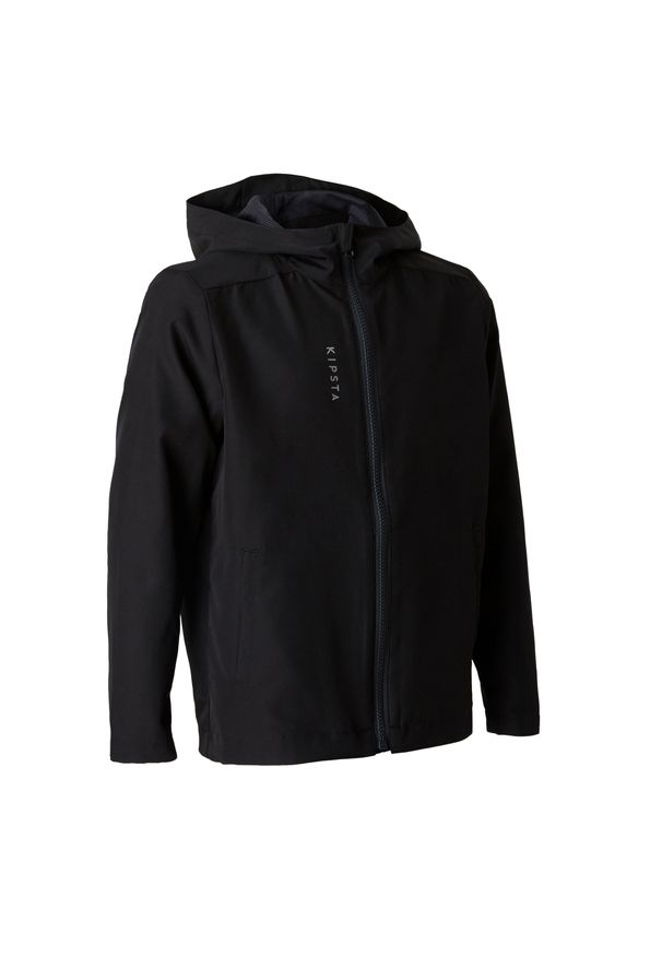 KIPSTA - Kurtka wiatrówka dla dorosłych Kipsta Wind Jacket 100. Kolor: czarny, wielokolorowy, szary. Materiał: poliester, materiał. Sport: piłka nożna
