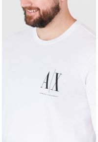 Armani Exchange - ARMANI EXCHANGE Biały longsleeve męski z małym logo. Kolor: biały. Materiał: prążkowany. Długość rękawa: długi rękaw #3