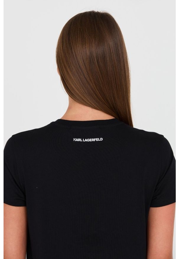 Karl Lagerfeld - KARL LAGERFELD Czarny damski t-shirt Karl, Rozmiar XS. Kolor: czarny