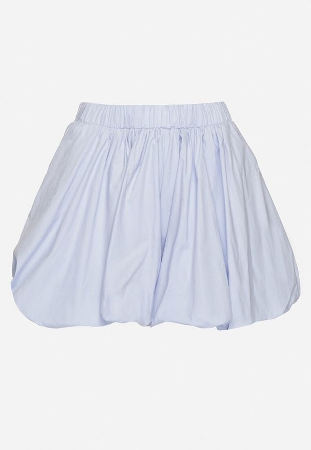 Born2be - Niebieskie Bawełniane Szorty o Bufiastym Kroju z Gumką w Pasie Lortewia. Okazja: na co dzień. Kolor: niebieski. Materiał: bawełna. Długość: krótkie. Styl: casual, elegancki