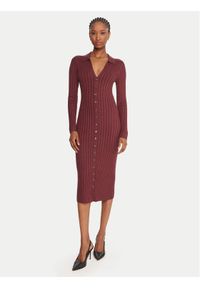 Guess Sukienka dzianinowa W5BK60 Z2YJ2 Brązowy Slim Fit. Kolor: brązowy. Materiał: wiskoza