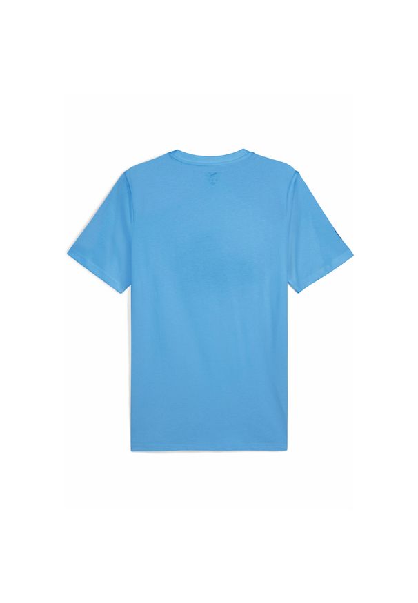 Puma - Męska koszulka Olympique Marsylia KING z logo PUMA Bleu Azur Gold Blue. Kolor: wielokolorowy, niebieski, żółty