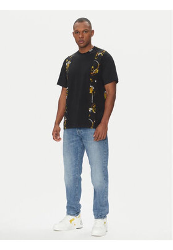 Versace Jeans Couture T-Shirt 78GAH615 Czarny Regular Fit. Kolor: czarny. Materiał: bawełna