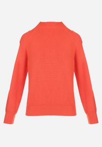 Born2be - Pomarańczowy Sweter Dzianinowy z Długim Rękawem i Guzikami Omes. Kolor: pomarańczowy. Materiał: dzianina. Długość rękawa: długi rękaw. Długość: długie #3