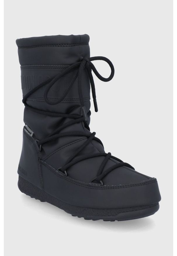 Moon Boot - Śniegowce Rubber. Nosek buta: okrągły. Zapięcie: sznurówki. Kolor: czarny. Materiał: guma