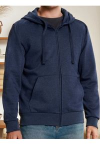 Sinsay - Rozpinana bluza z kapturem i kieszeniami - granatowy. Typ kołnierza: kaptur. Kolor: niebieski #1
