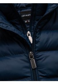 Ombre Clothing - Męska pikowana kurtka z dwoma zapięciami - granatowa V1 - Rozmiar: M. Okazja: na co dzień. Kolor: niebieski. Materiał: nylon, tkanina, poliester, materiał. Wzór: gładki, aplikacja. Styl: klasyczny, casual, elegancki #6