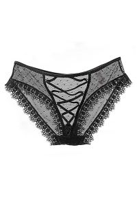 Intica - Koronkowe figi z subtelnymi detalami na specjalne okazje Sooyong. Kolor: czarny. Materiał: koronka. Wzór: koronka