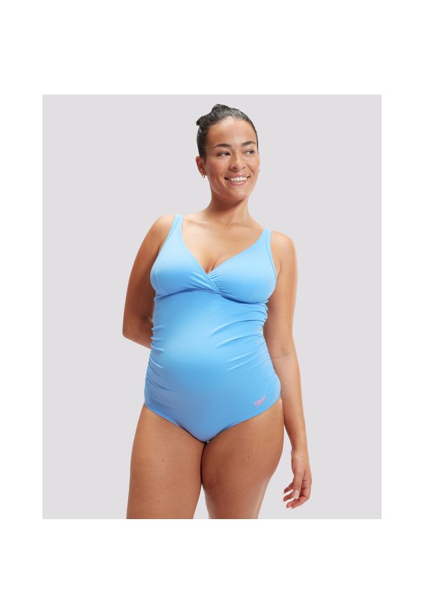 Damski kostium kąpielowy 1-częściowy Speedo V Neck Maternity U Back. Kolekcja: moda ciążowa. Kolor: niebieski