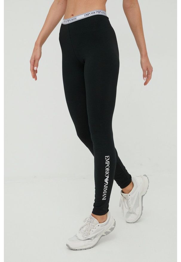 Emporio Armani Underwear legginsy 164568.2R227 damskie kolor czarny z nadrukiem. Kolor: czarny. Wzór: nadruk