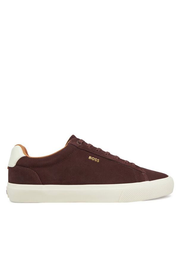 BOSS Sneakersy Aiden 50536521 Bordowy. Kolor: czerwony. Materiał: zamsz, skóra