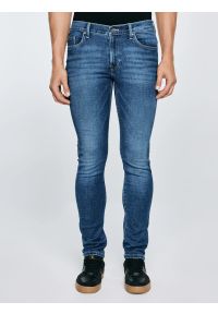 Big-Star - Jeansy męskie skinny z przetarciami niebieskie Jeffray 366. Okazja: na co dzień. Stan: obniżony. Kolor: niebieski. Styl: elegancki, klasyczny, casual #1