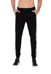 MOSCHINO Czarne męskie spodnie dresowe z lampasami, Rozmiar L. Kolor: czarny. Materiał: dresówka #4