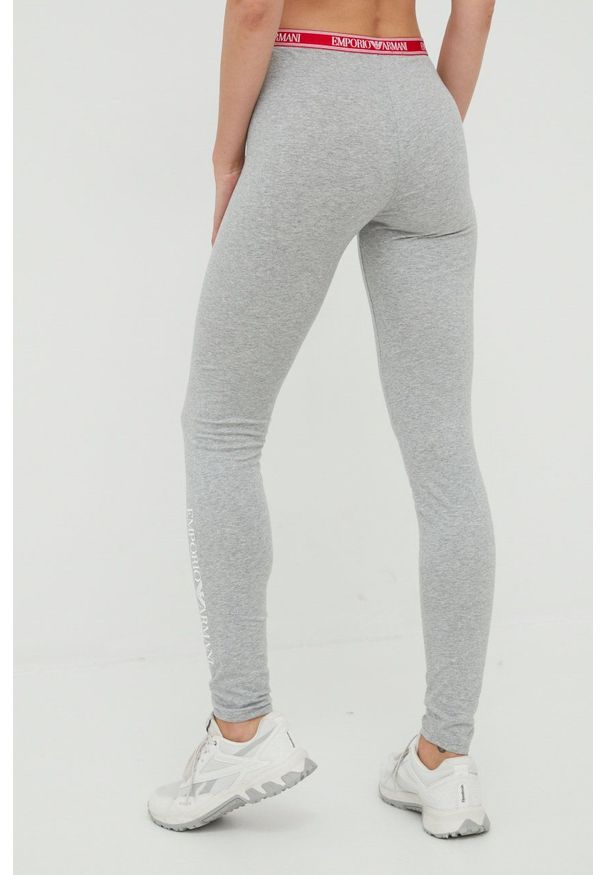 Emporio Armani Underwear legginsy damskie kolor szary z nadrukiem. Kolor: szary. Wzór: nadruk
