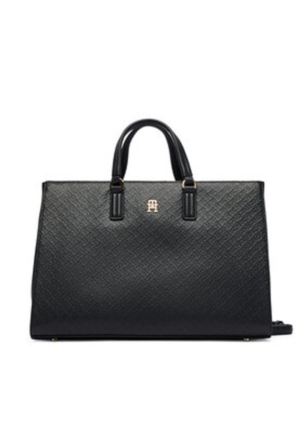 TOMMY HILFIGER - Tommy Hilfiger Torebka Th Daily Satchel Mono AW0AW18418 Czarny. Kolor: czarny. Materiał: skórzane