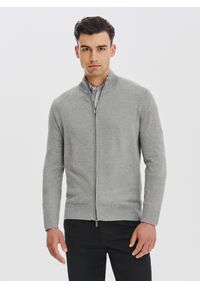 Pako Lorente - PAKO LORENTE - Szary rozpinany sweter męski. Okazja: na co dzień. Kolor: szary, beżowy, niebieski. Materiał: poliamid, wiskoza. Wzór: gładki. Sezon: jesień. Styl: casual #1