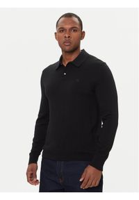 Calvin Klein Polo LV04LD319G Czarny Regular Fit. Typ kołnierza: polo. Kolor: czarny. Materiał: wełna