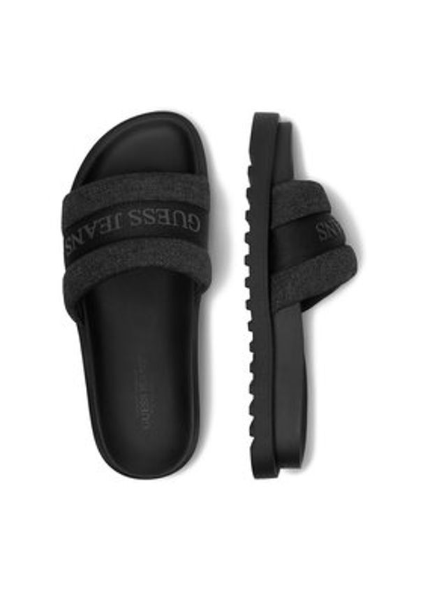 Guess Jeans Klapki EO-GJ2123 Czarny. Kolor: czarny. Materiał: materiał