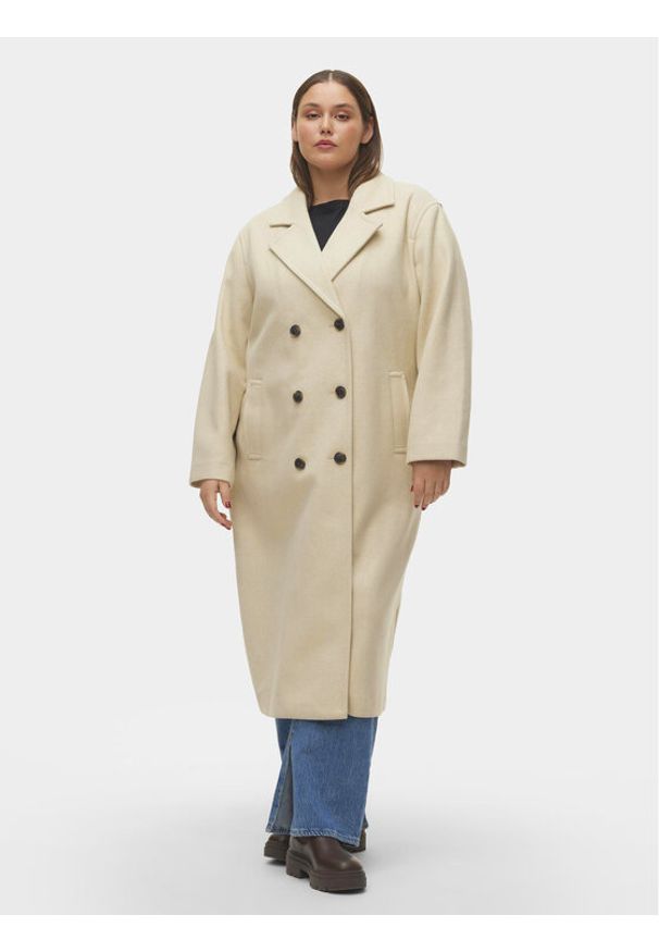 Vero Moda Curve Płaszcz przejściowy 10297180 Écru Regular Fit. Materiał: syntetyk
