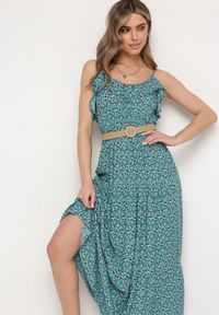 Born2be - Niebieska Wiskozowa Sukienka na Regulowanych Ramiączkach z Wiązaniem przy Dekolcie Srinesa. Okazja: na co dzień. Kolor: niebieski. Materiał: wiskoza. Długość rękawa: na ramiączkach. Sezon: wiosna, lato. Typ sukienki: proste. Styl: casual, elegancki #6