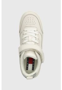 Tommy Jeans sneakersy skórzane TJW FLATFORM VELCRO kolor biały EN0EN02539. Nosek buta: okrągły. Zapięcie: rzepy. Kolor: biały. Materiał: skóra. Obcas: na platformie #2