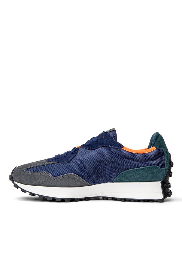 Sneakersy męskie multikolor New Balance MS327WA1. Zapięcie: pasek. Kolor: wielokolorowy. Materiał: guma, skóra, materiał, zamsz. Szerokość cholewki: normalna. Wzór: kolorowy, aplikacja, paski. Sport: bieganie